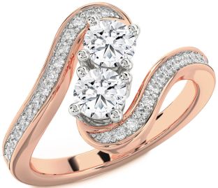 Diamond White Rose Gold Round Two Stone Ring