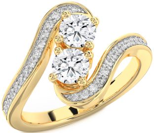 Diamond Gold Round Two Stone Ring