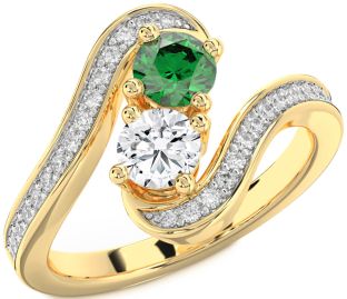 Diamond Gold Round Two Stone Pave Promise Ring