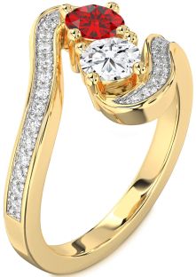Diamond Gold Round Two Stone Pave Promise Ring