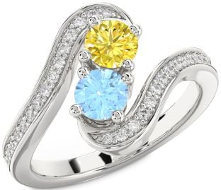 Diamond Silver Round Two Stone Pave Promise Ring