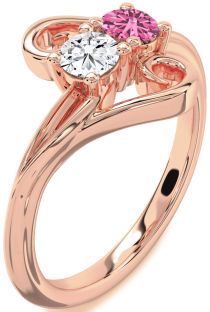 Rose Gold Round Two Stone Promise Ring