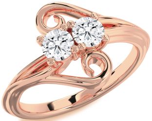 Diamond Rose Gold Round Two Stone Ring
