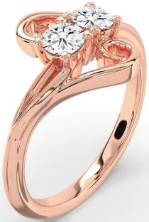 Diamond Rose Gold Round Two Stone Ring