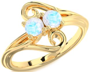 Moonstone Gold Round Two Stone Ring