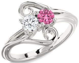 Silver Round Two Stone Promise Ring