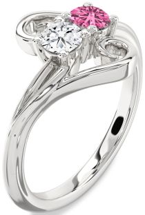 Platinum Round Two Stone Promise Ring
