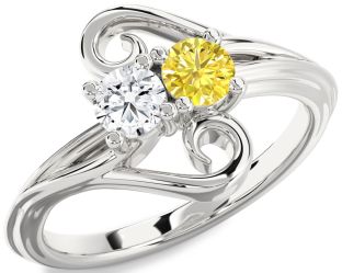 Silver Round Two Stone Promise Ring