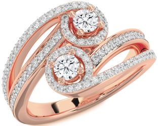 Diamond Rose Gold Round Two Stone Ring