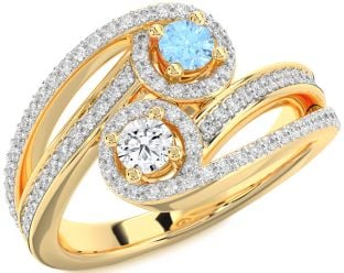 Diamond Gold Silver Round Two Stone Pave Promise Ring