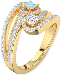 Diamond Gold Round Two Stone Pave Promise Ring