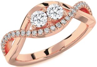 Diamond Rose Gold Infinity Round Two Stone Ring