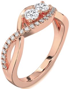 Diamond Rose Gold Infinity Round Two Stone Ring