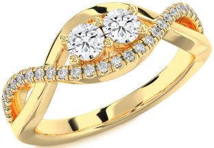 Diamond Gold Infinity Round Two Stone Ring