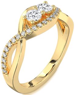 Diamond Gold Infinity Round Two Stone Ring