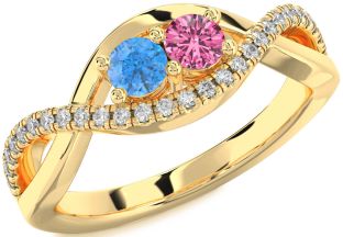Diamond Gold Infinity Round Two Stone Promise Ring