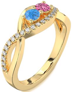 Diamond Gold Infinity Round Two Stone Promise Ring