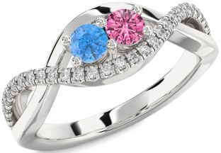 Diamond White Gold Infinity Round Two Stone Promise Ring