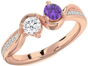 Diamond Rose Gold Round Two Stone Promise Ring