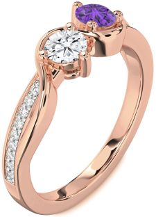 Diamond Rose Gold Round Two Stone Promise Ring
