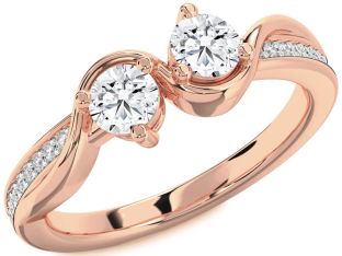 Diamond Rose Gold Round Two Stone Ring