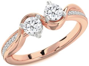 Diamond White Rose Gold Round Two Stone Ring