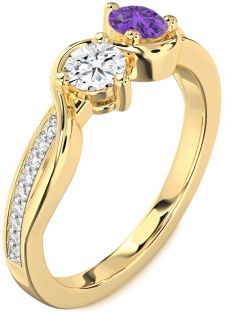 Diamond Gold Round Two Stone Promise Ring