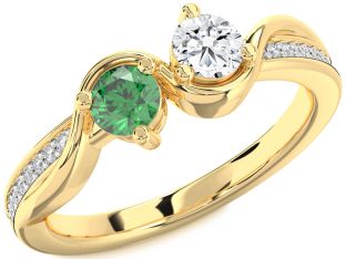 Diamond Gold Round Two Stone Promise Ring