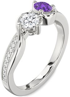 Diamond Platinum Round Two Stone Promise Ring