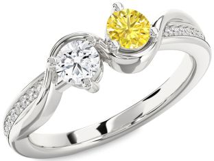 Diamond Silver Round Two Stone Promise Ring