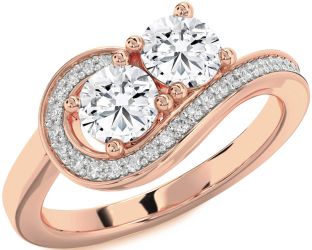 Diamond Rose Gold Round Two Stone Ring