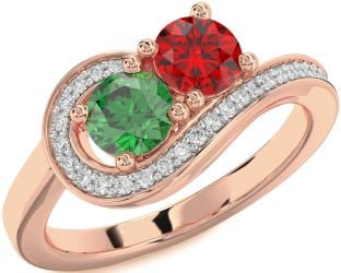 Diamond Rose Gold Round Two Stone Promise Ring