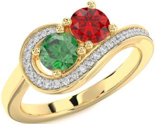 Diamond Gold Round Two Stone Promise Ring