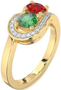 Diamond Gold Round Two Stone Promise Ring