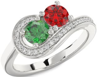 Diamond Platinum Round Two Stone Promise Ring