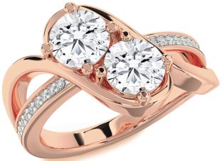 Diamond Rose Gold Round Two Stone Ring