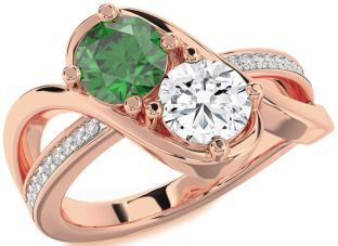 Diamond Rose Gold Round Two Stone Promise Ring