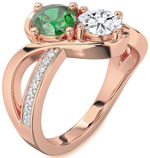 Diamond Rose Gold Round Two Stone Promise Ring