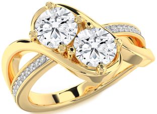 Diamond Gold Round Two Stone Ring