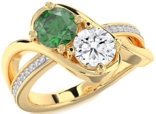 Diamond Gold Round Two Stone Promise Ring