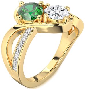 Diamond Gold Round Two Stone Promise Ring