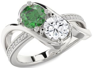 Diamond White Gold Round Two Stone Promise Ring