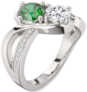 Diamond Platinum Round Two Stone Promise Ring