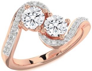 Diamond Rose Gold Round Two Stone Ring