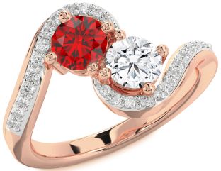 Diamond Rose Gold Round Two Stone Promise Ring