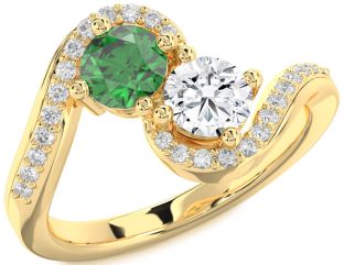 Diamond Gold Round Two Stone Promise Ring