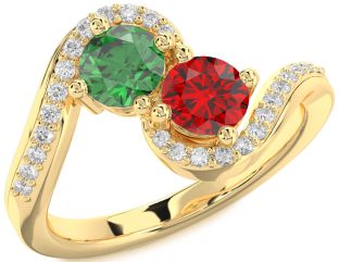 Diamond Gold Round Two Stone Promise Ring