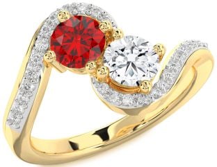 Diamond Gold Round Two Stone Promise Ring