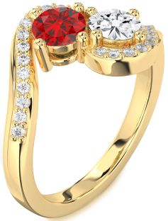 Diamond Gold Round Two Stone Promise Ring