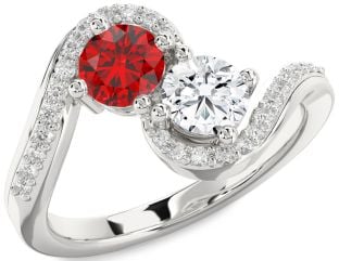Diamond Platinum Round Two Stone Promise Ring